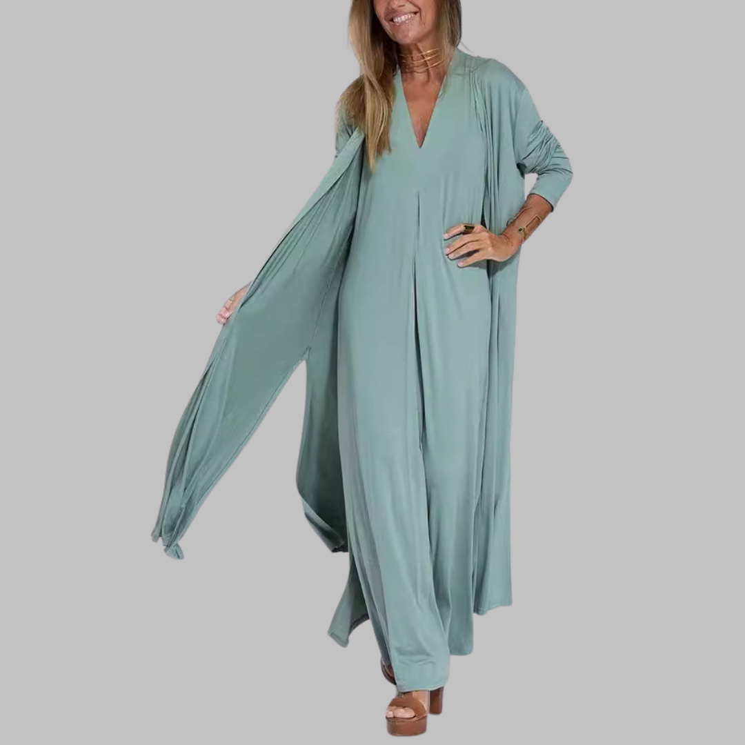 Jana | Elegant maxikjole + matchende cardigan GAVE SOM GAVE