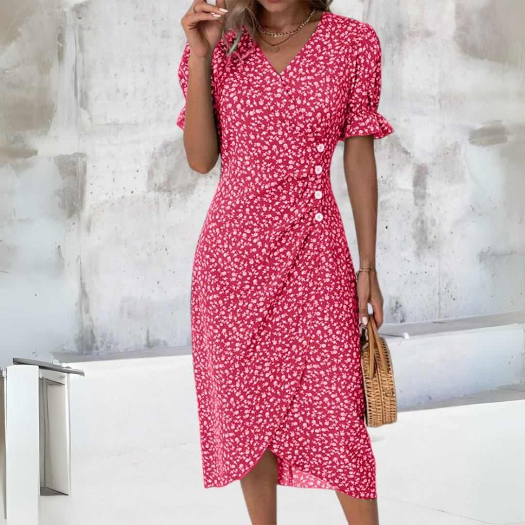 Helena | Elegant blomster midi kjole