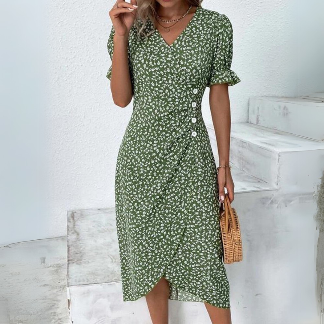 Helena | Elegant blomster midi kjole