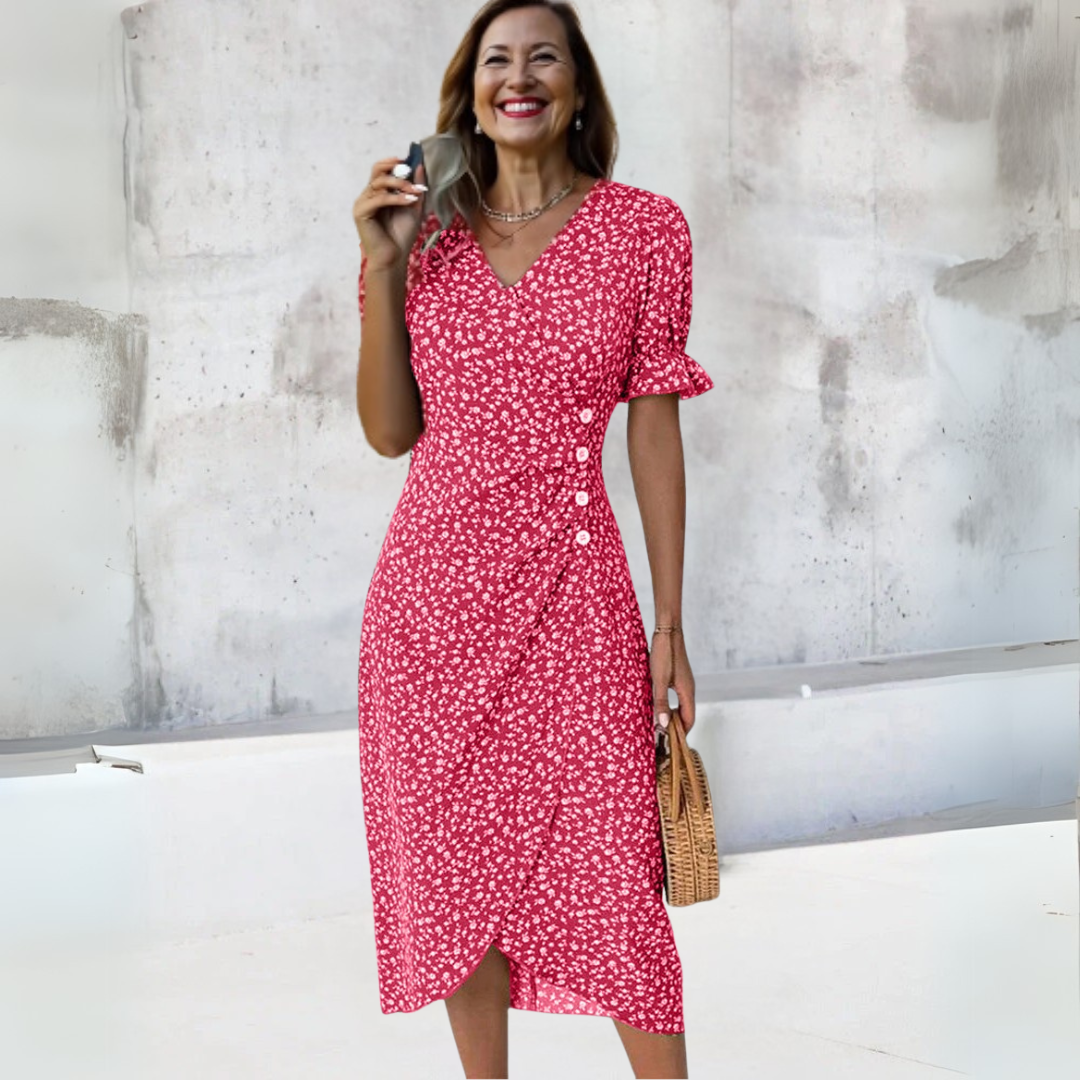 Helena | Elegant blomster midi kjole