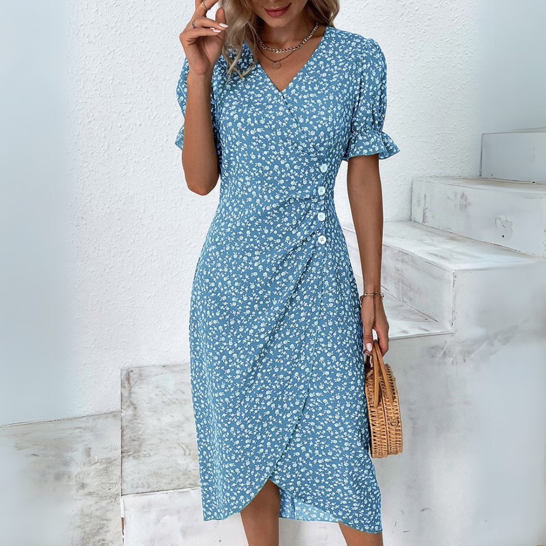 Helena | Elegant blomster midi kjole