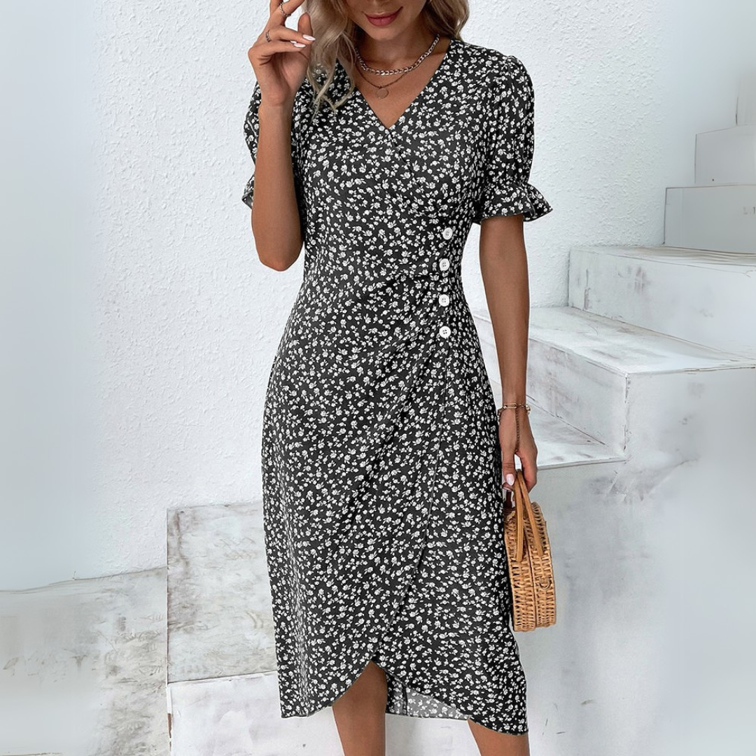 Helena | Elegant blomster midi kjole