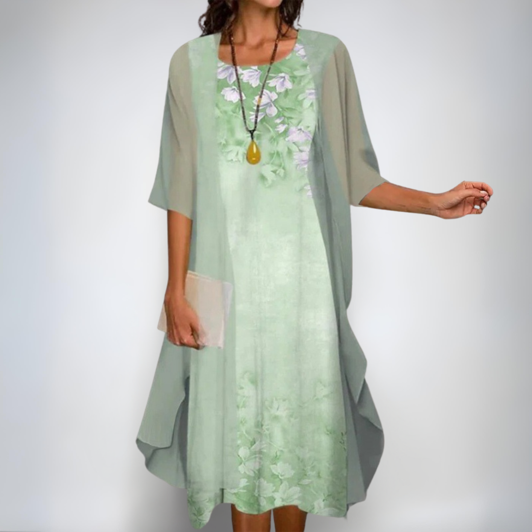 Irena | Elegant blomster sæt – kjole & cardigan