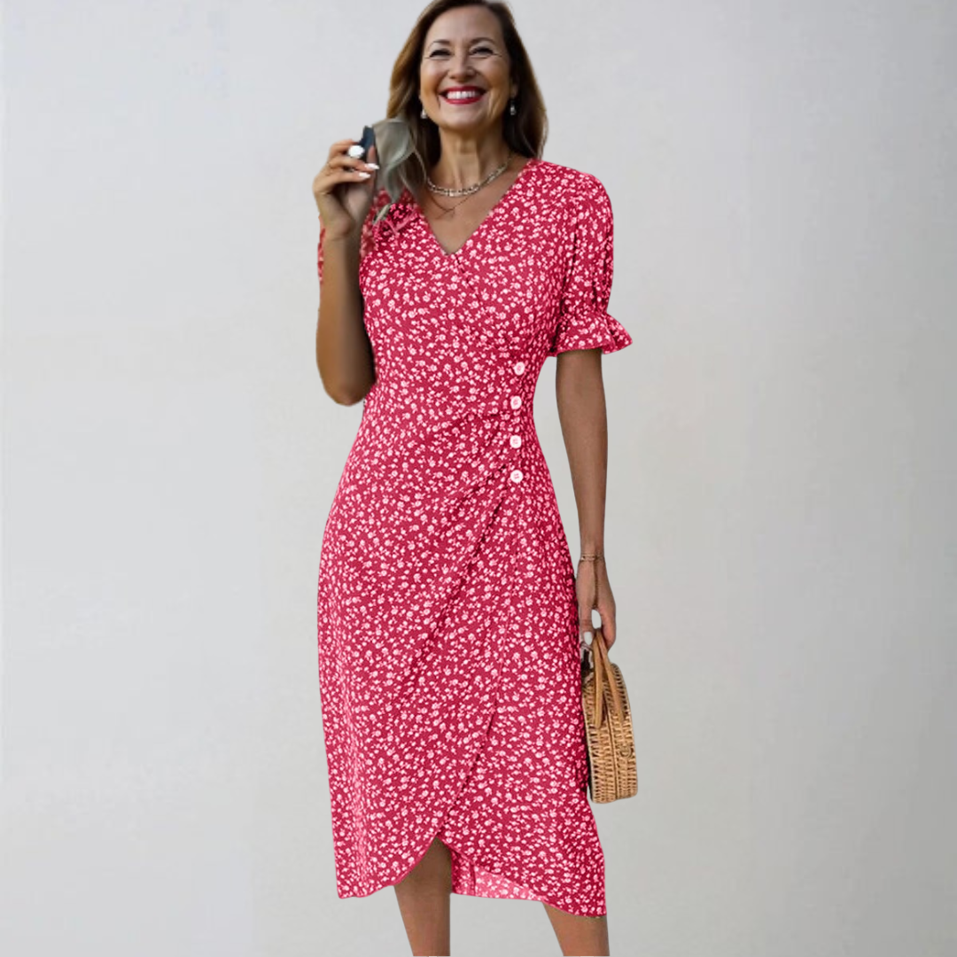 Helena | Elegant blomster midi kjole