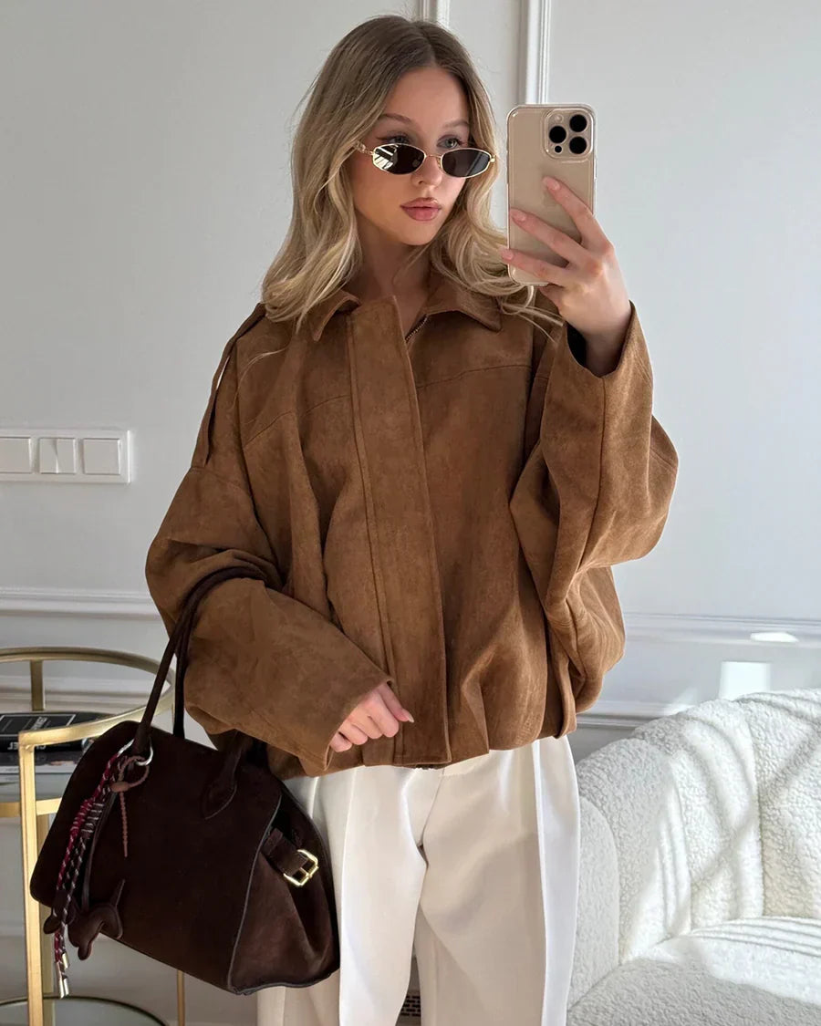 Nora | Stylish Women’s Suede Jacket in Aviator Style