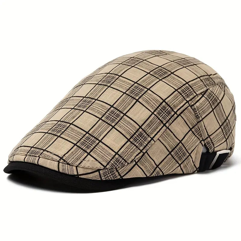 THÉO | Adjustable Vintage Beret with Checkered Pattern