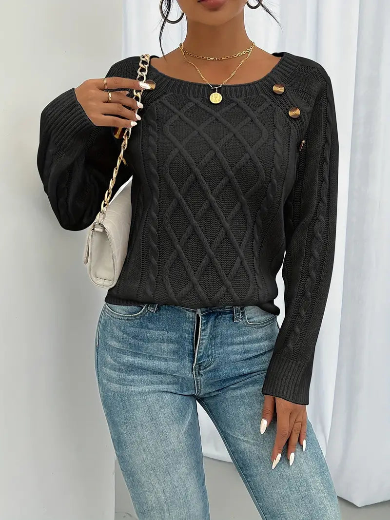 Marlene | Casual Sweater with Button Placket at the Front