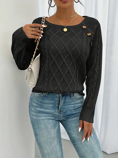Marlene | Casual Sweater with Button Placket at the Front