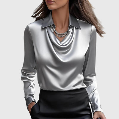 ELARA | Luxurious Blouse with Pleated Neckline