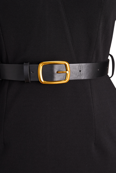 Mira | Modern Black Women’s Dress with Stand Collar