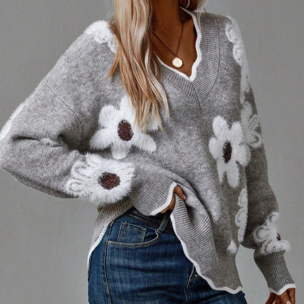 Leon | Timeless V-Neck Sweater with Floral Details