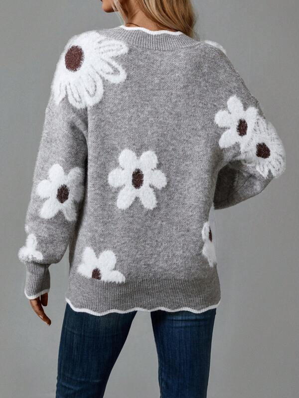 Leon | Timeless V-Neck Sweater with Floral Details