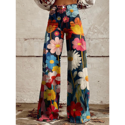 Nora | Flower Power Pants with Wide Leg Design