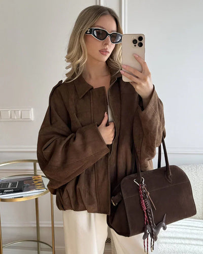 Nora | Stylish Women’s Suede Jacket in Aviator Style