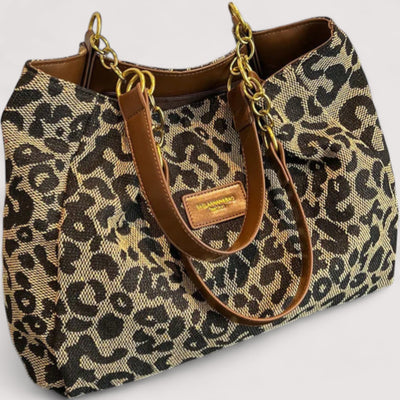 ARIELLE | Leopard Print Canvas Shopper Bag for Women