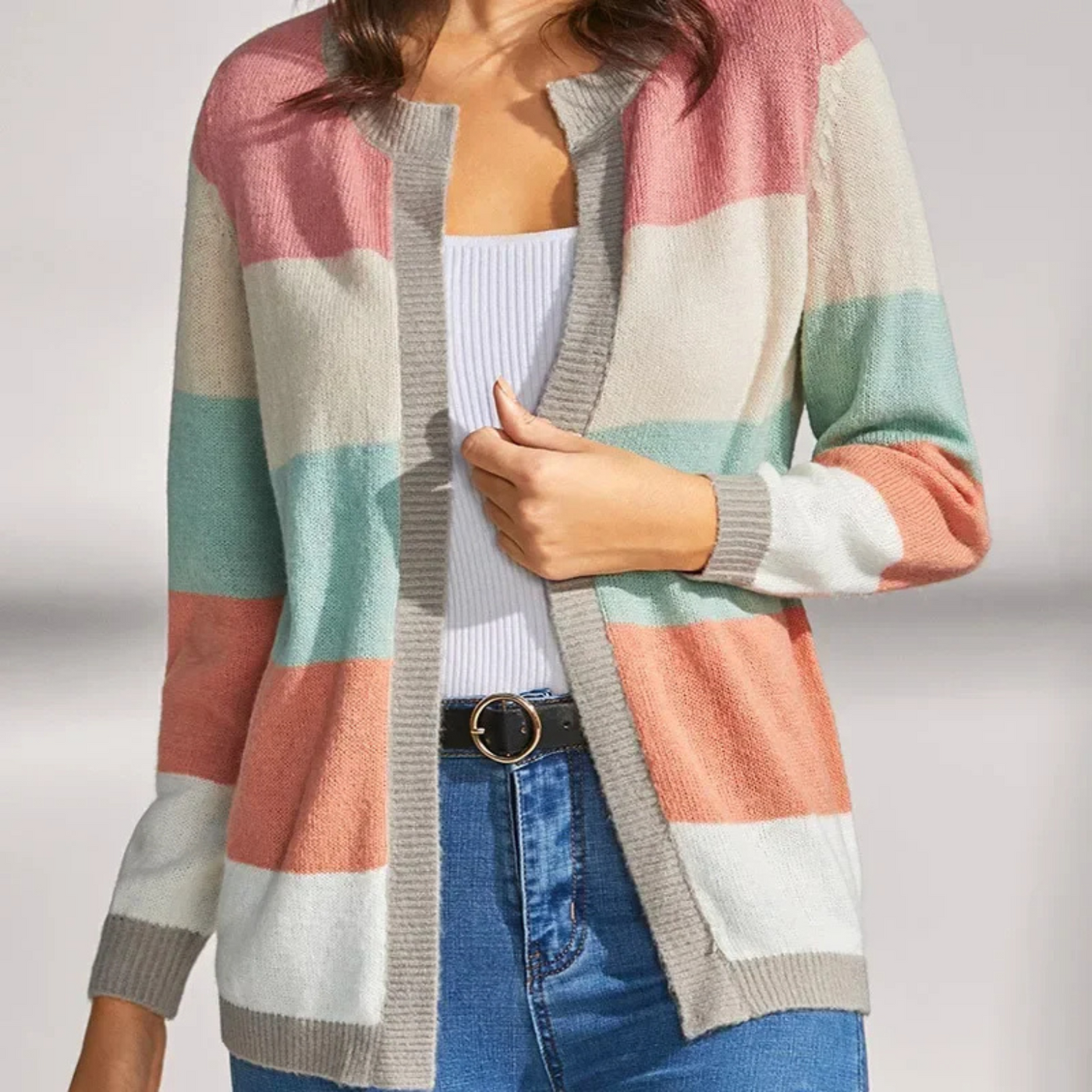 Aurora | Soft Cardigan with Colorful Stripes