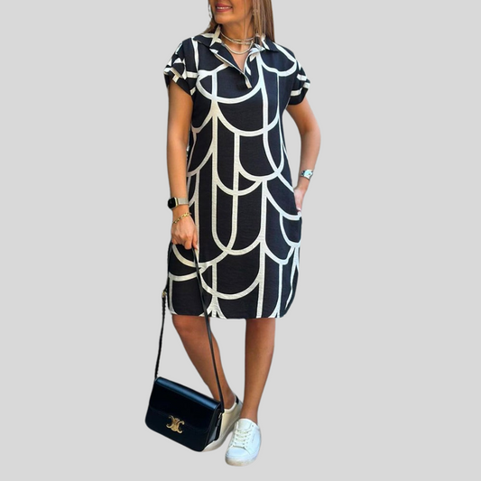Kamila | Elegant midi kjole med korte ærmer