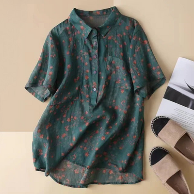 EVELINA | Floral Shirt with Half Button Placket