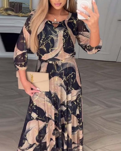 Maya | Stylish Dress with Pattern and Three-Quarter Sleeves