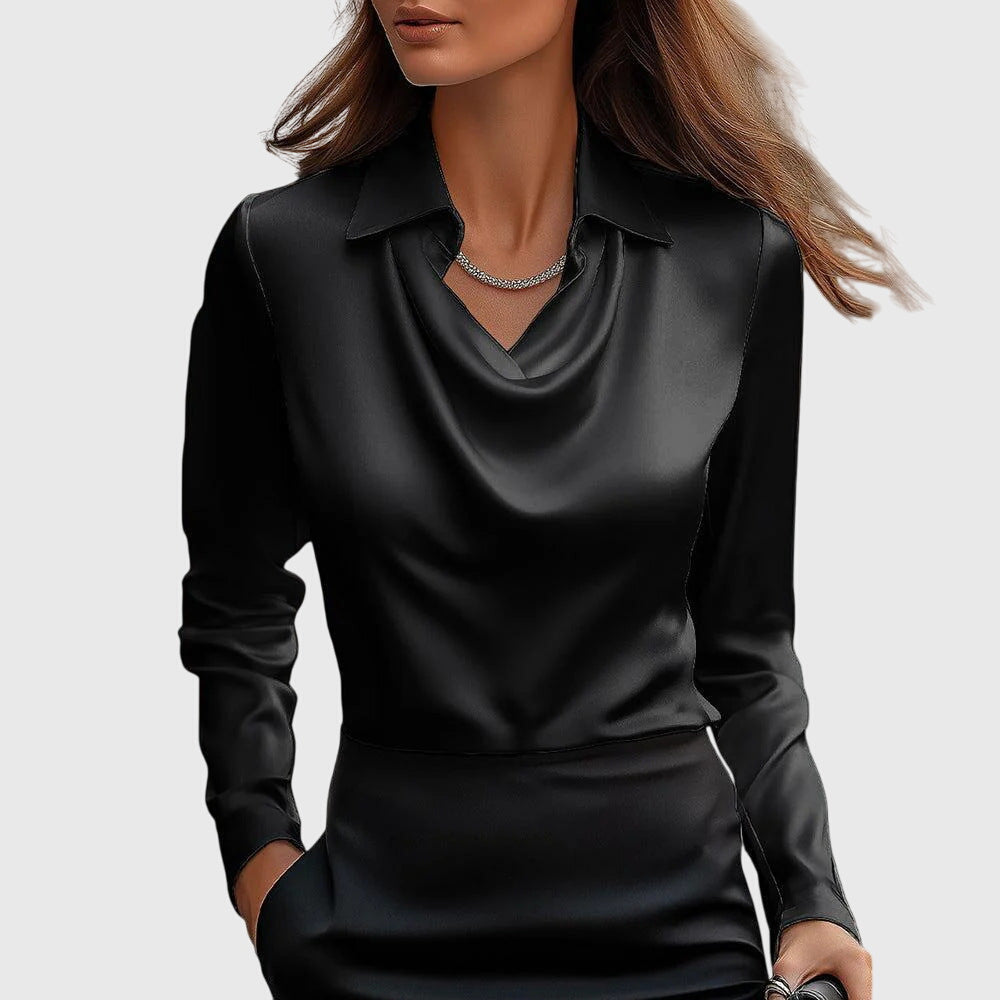 ELARA | Luxurious Blouse with Pleated Neckline
