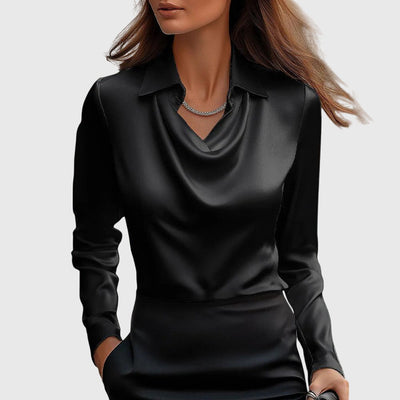 ELARA | Luxurious Blouse with Pleated Neckline