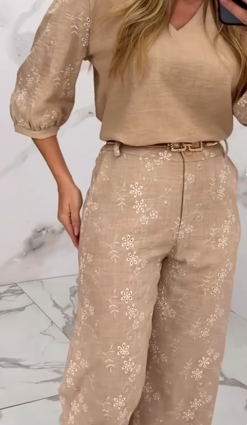 NOELLE | Embroidered Suit with Patchwork Design