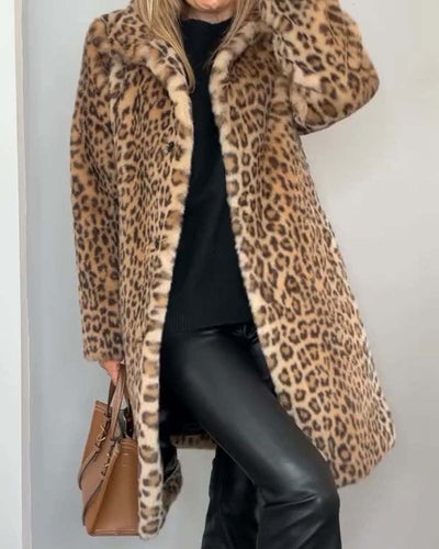 LYRA | Long Soft Jacket in Stylish Leopard Print