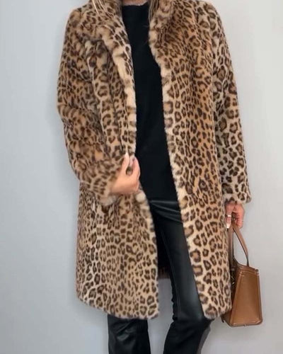 LYRA | Long Soft Jacket in Stylish Leopard Print