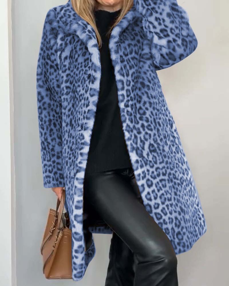 LYRA | Long Soft Jacket in Stylish Leopard Print