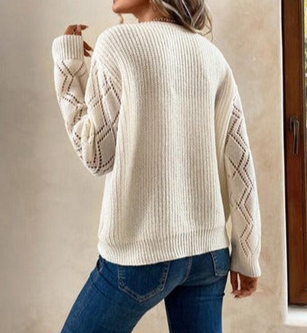 Nina | Timeless V-Neck Knit Sweater with Color Block