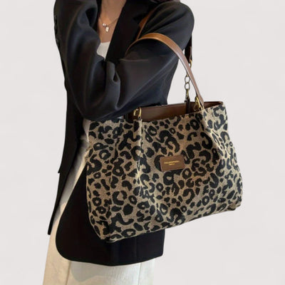 ARIELLE | Leopard Print Canvas Shopper Bag for Women