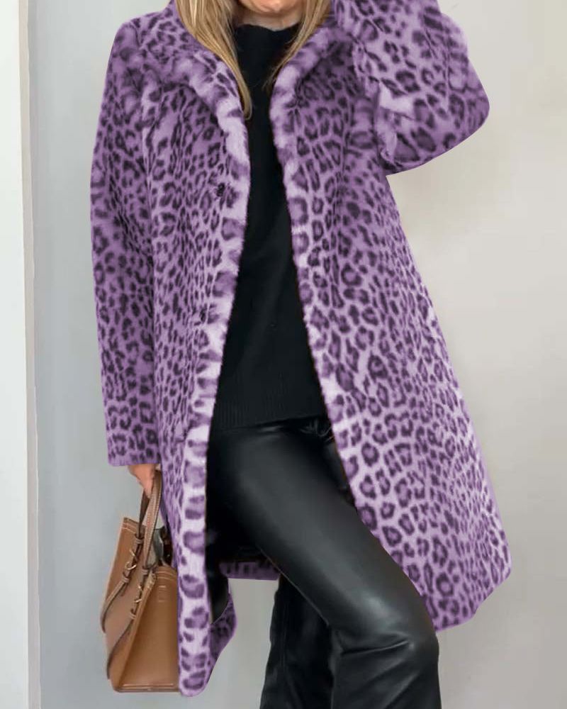LYRA | Long Soft Jacket in Stylish Leopard Print