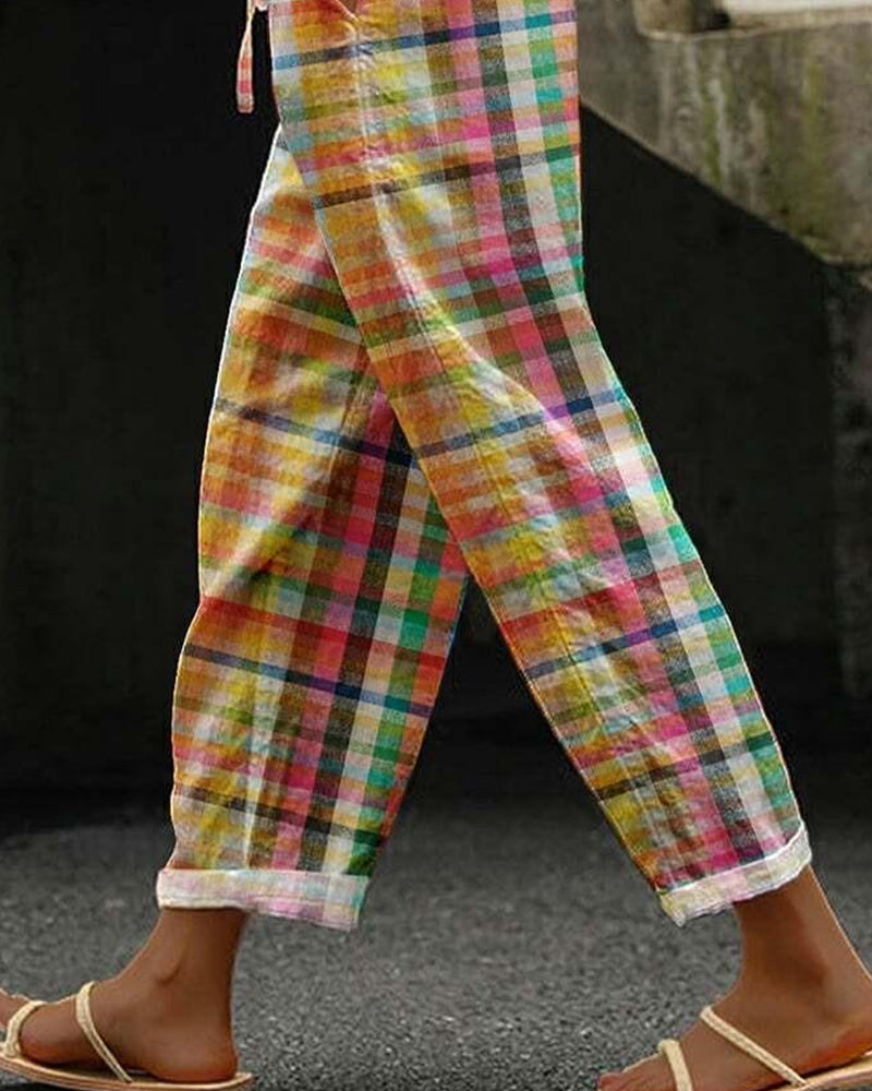 Lexi | Vintage Check Trousers with Relaxed Fit