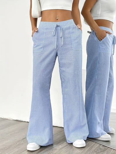CELESTE | Elegant Striped Pants with Functional Pockets