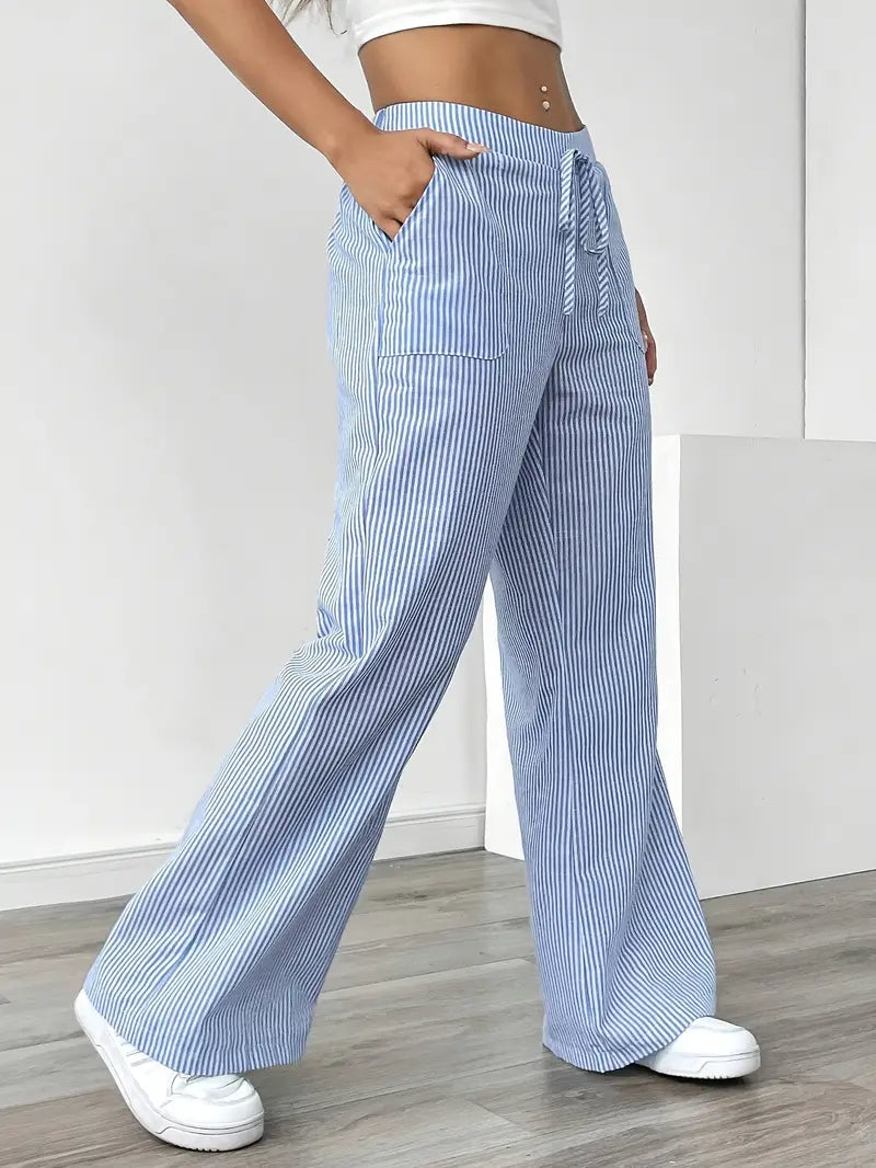 CELESTE | Elegant Striped Pants with Functional Pockets