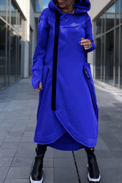 Isolde | Hooded Dress with Long Sleeves & Asymmetric Hem