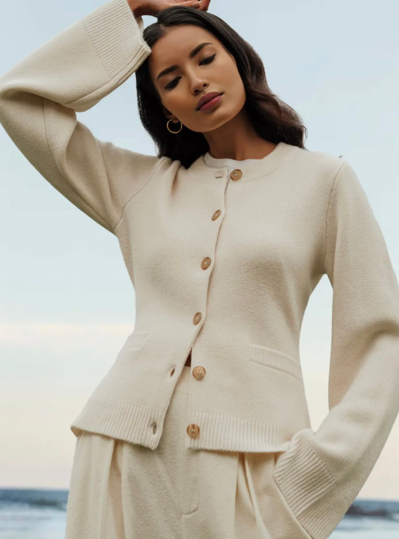 Alice Soft Button Cardigan with Buttons and Pattern