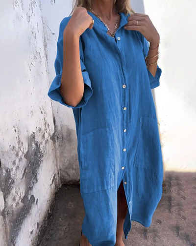SOPHIA | Ibiza Style Casual Shirt Dress Knee Length