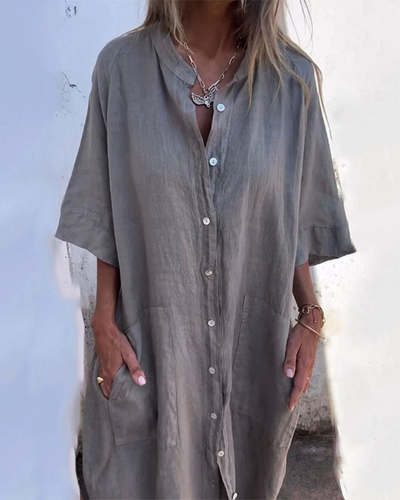 SOPHIA | Ibiza Style Casual Shirt Dress Knee Length