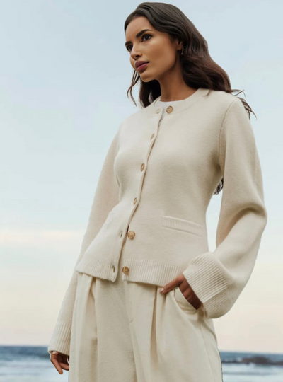 Alice Soft Button Cardigan with Buttons and Pattern