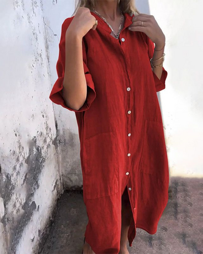 SOPHIA | Ibiza Style Casual Shirt Dress Knee Length