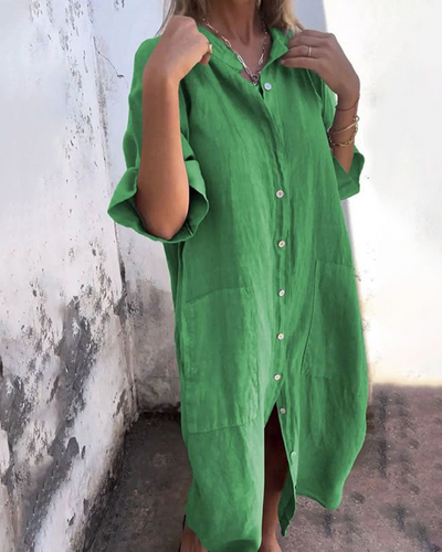 SOPHIA | Ibiza Style Casual Shirt Dress Knee Length