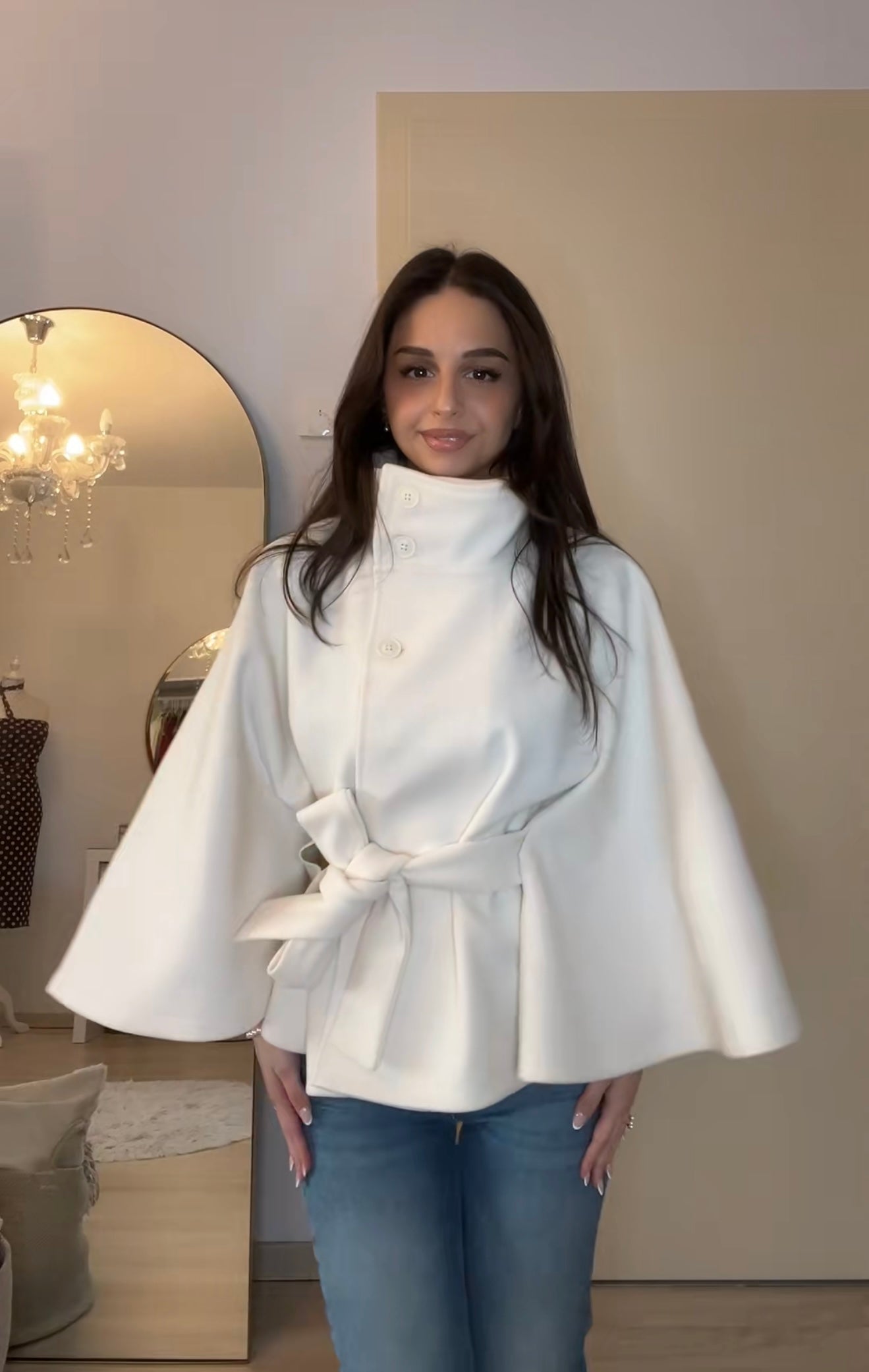 Clara | Elegant Women’s Jacket with High Neck & Belt