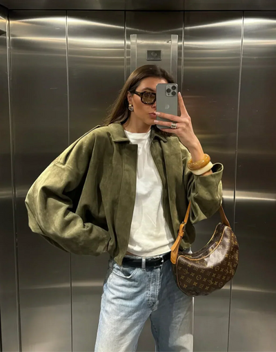 Nora | Stylish Women’s Suede Jacket in Aviator Style
