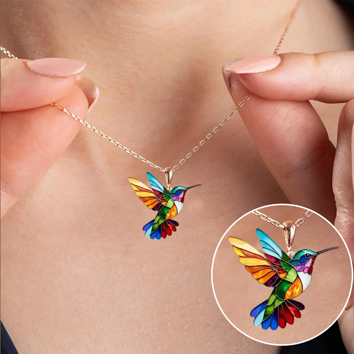 Lina | Minimalist Necklace with Hummingbird Charm