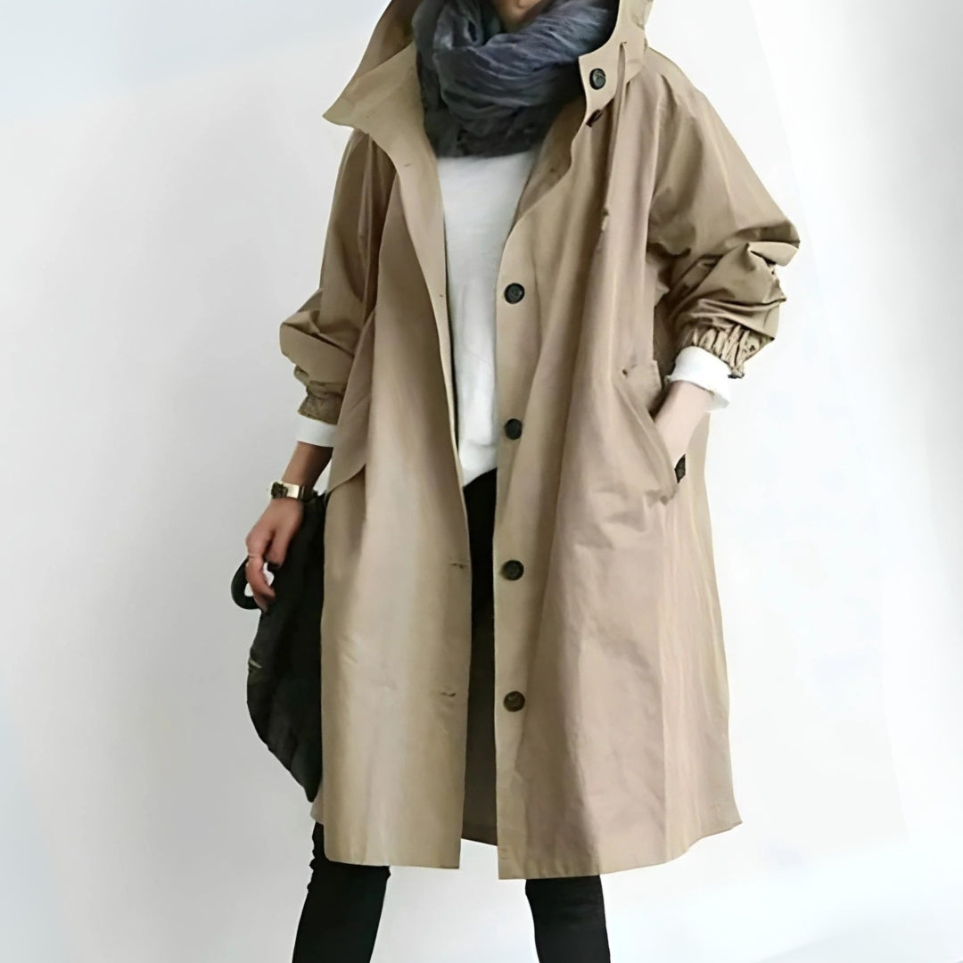 MIRELLE | Relaxed Hooded Trench Coat for Women