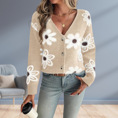 Daisy Dream | Warm Knit Cardigan with Floral Detail