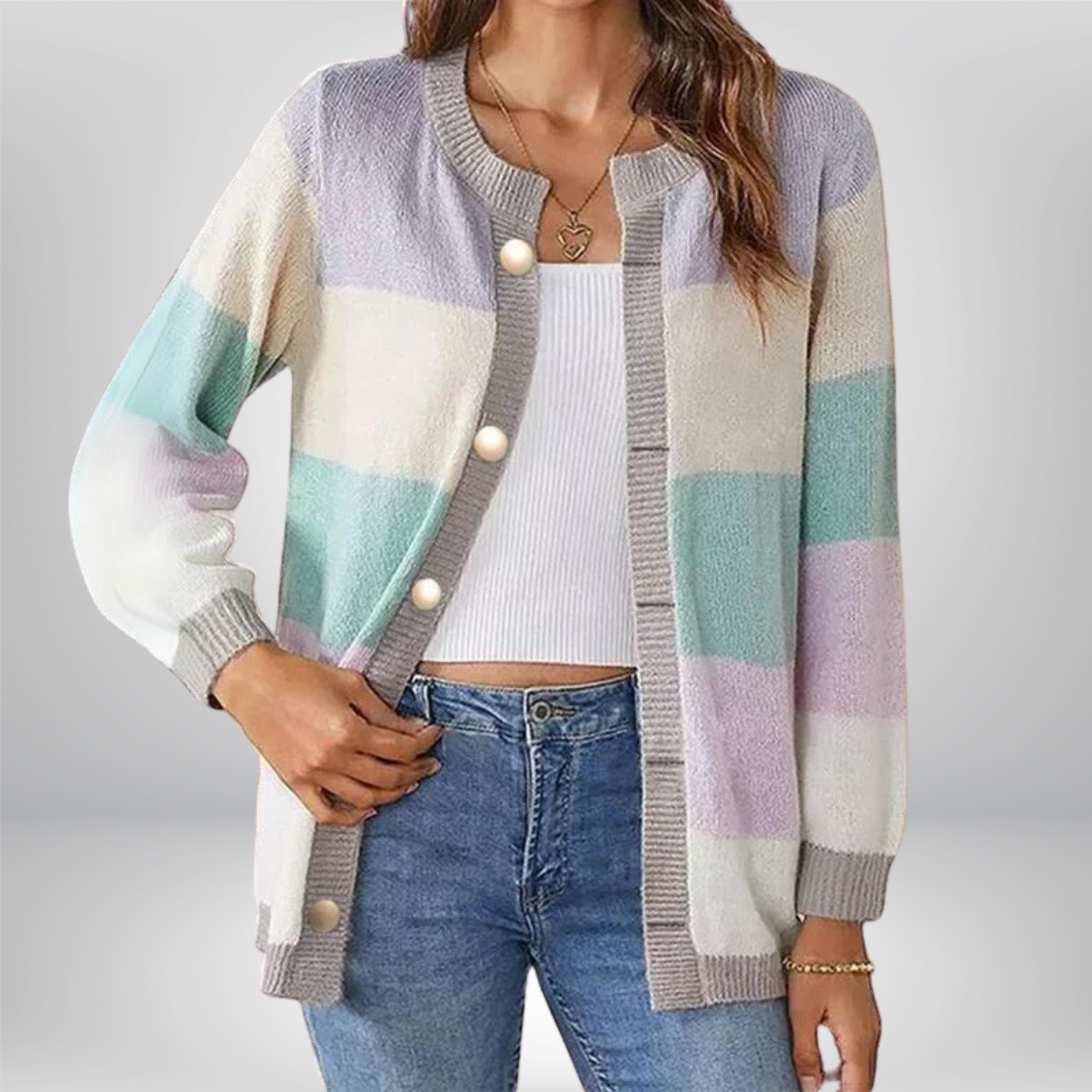 Aurora | Soft Cardigan with Colorful Stripes