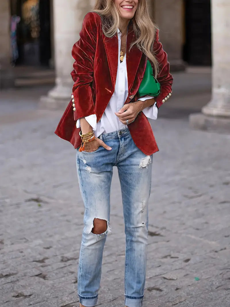 Bella | Soft and Elegant Velvet Blazer for Women