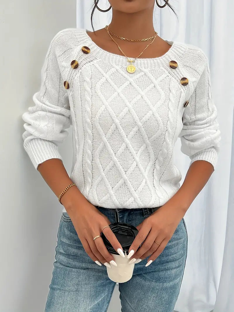 Marlene | Casual Sweater with Button Placket at the Front